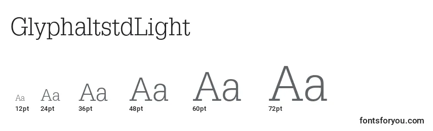 Размеры шрифта GlyphaltstdLight