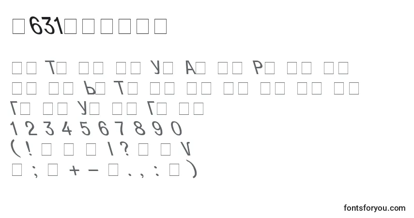 Fuente D631Italic - alfabeto, números, caracteres especiales