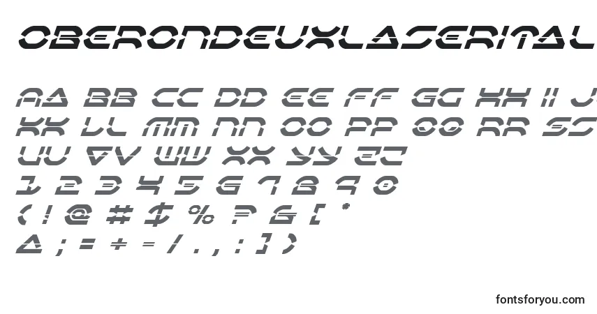 Czcionka Oberondeuxlaserital – alfabet, cyfry, specjalne znaki