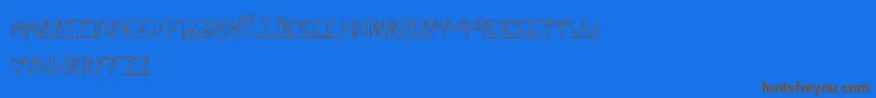 フォントRancuneTriangulaire – 茶色の文字が青い背景にあります。