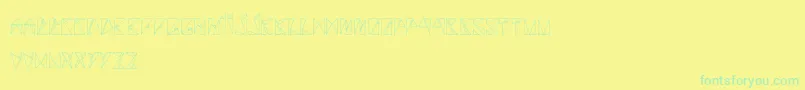 Czcionka RancuneTriangulaire – zielone czcionki na żółtym tle
