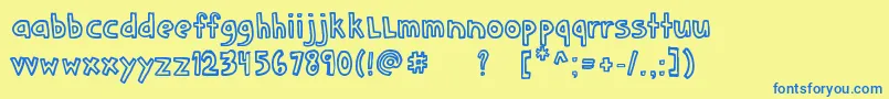 DenneSchoolgirl-Schriftart – Blaue Schriften auf gelbem Hintergrund