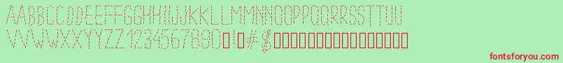 Pwdottedfont Font – Red Fonts on Green Background