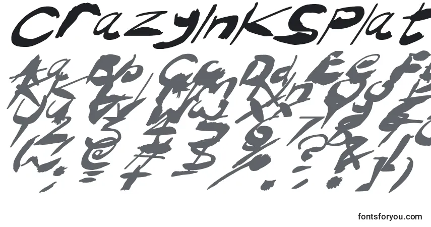 Schriftart CrazyInkSplatsItalic – Alphabet, Zahlen, spezielle Symbole