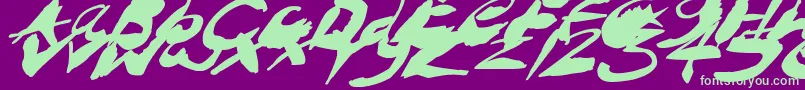 CrazyInkSplatsItalic Font – Green Fonts on Purple Background