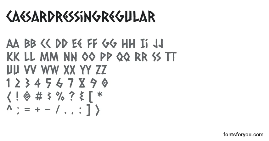 Czcionka CaesardressingRegular – alfabet, cyfry, specjalne znaki
