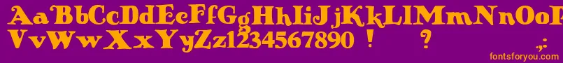 Knuffig-Schriftart – Orangefarbene Schriften auf violettem Hintergrund