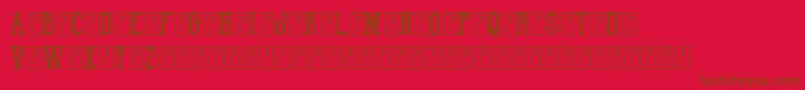 HotVarsityTeamDemo-Schriftart – Braune Schriften auf rotem Hintergrund