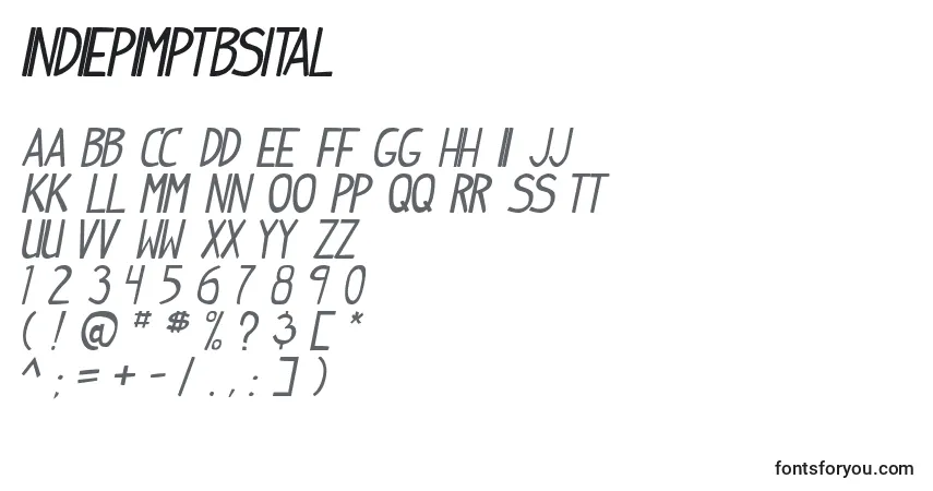 IndiepimptbsItal font – alphabet, numbers, special characters