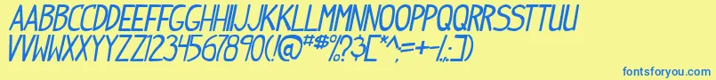 IndiepimptbsItal Font – Blue Fonts on Yellow Background