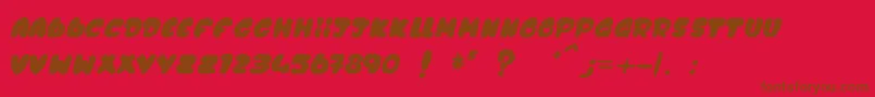 DocteurTacotac-Schriftart – Braune Schriften auf rotem Hintergrund