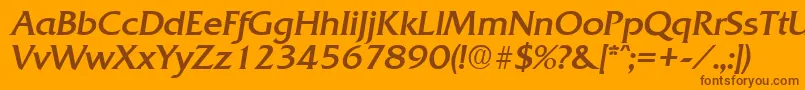 QuadratRegularita-Schriftart – Braune Schriften auf orangefarbenem Hintergrund