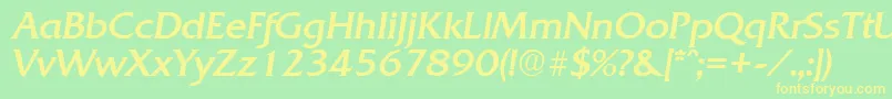 QuadratRegularita Font – Yellow Fonts on Green Background