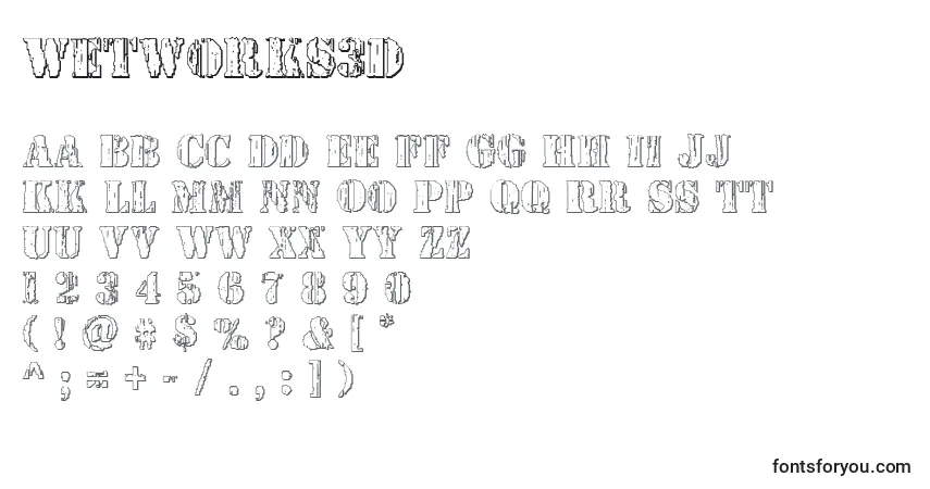 Schriftart Wetworks3D – Alphabet, Zahlen, spezielle Symbole