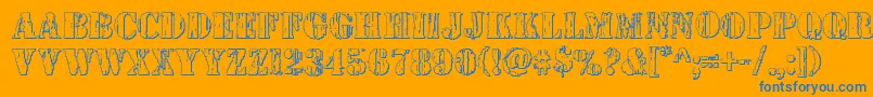 Wetworks3D-Schriftart – Blaue Schriften auf orangefarbenem Hintergrund