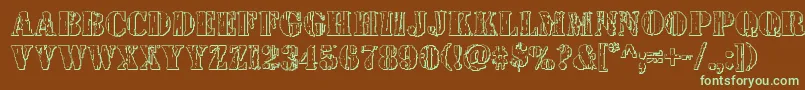 フォントWetworks3D – 緑色の文字が茶色の背景にあります。