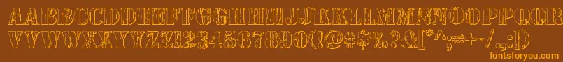 Wetworks3D-Schriftart – Orangefarbene Schriften auf braunem Hintergrund