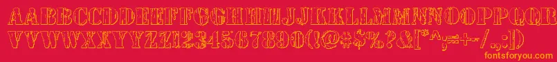 Wetworks3D-Schriftart – Orangefarbene Schriften auf rotem Hintergrund