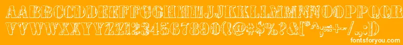 Wetworks3D-Schriftart – Weiße Schriften auf orangefarbenem Hintergrund