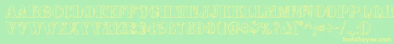 Wetworks3D-fontti – keltaiset fontit vihreällä taustalla