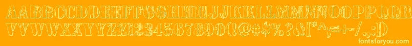 Wetworks3D-Schriftart – Gelbe Schriften auf orangefarbenem Hintergrund