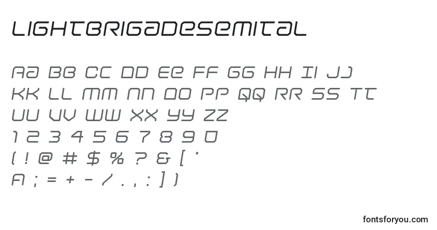 Lightbrigadesemital-fontti – aakkoset, numerot, erikoismerkit
