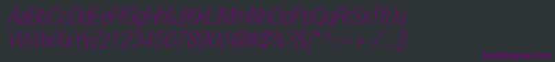 HelveticaLt37ThinCondensedOblique Font – Purple Fonts on Black Background