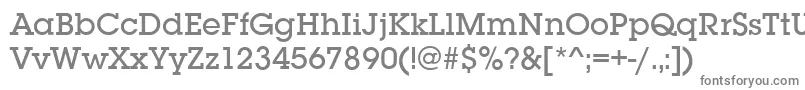 SquareserifMediumRegular-fontti – harmaat kirjasimet valkoisella taustalla