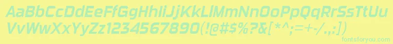 フォントSuigeneriscdrgItalic – 黄色い背景に緑の文字