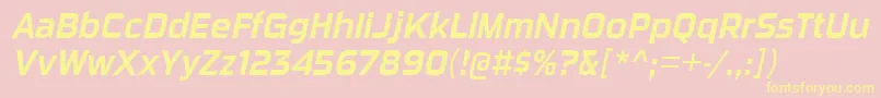 SuigeneriscdrgItalic-Schriftart – Gelbe Schriften auf rosa Hintergrund