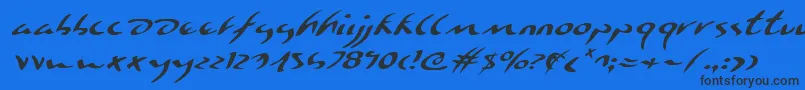 フォントEagleclawExpandedItalic – 黒い文字の青い背景