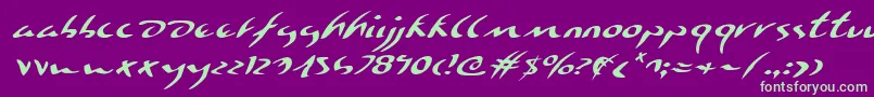 EagleclawExpandedItalic Font – Green Fonts on Purple Background