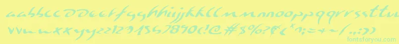 フォントEagleclawExpandedItalic – 黄色い背景に緑の文字