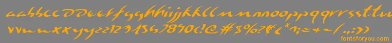 フォントEagleclawExpandedItalic – オレンジの文字は灰色の背景にあります。