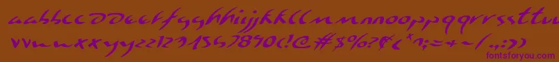 EagleclawExpandedItalic Font – Purple Fonts on Brown Background