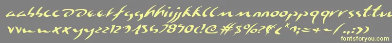 EagleclawExpandedItalic-Schriftart – Gelbe Schriften auf grauem Hintergrund