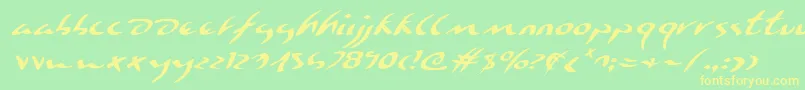 EagleclawExpandedItalic Font – Yellow Fonts on Green Background
