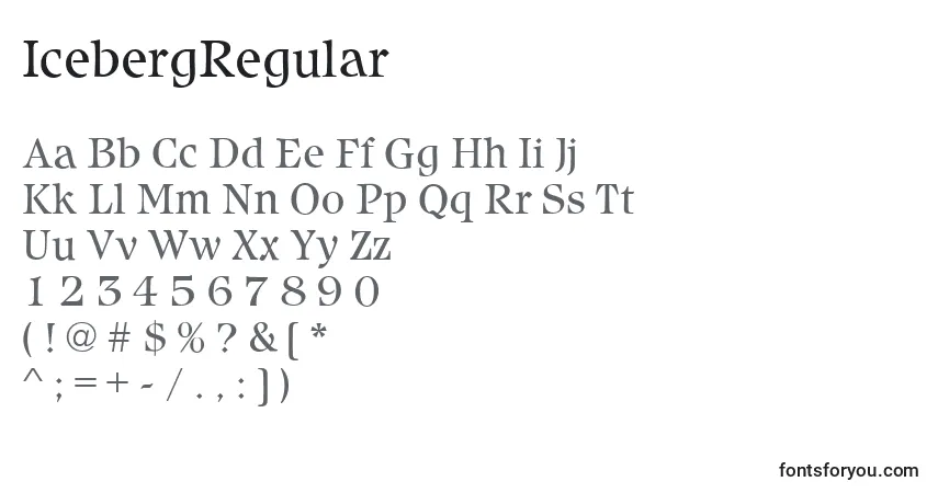 A fonte IcebergRegular – alfabeto, números, caracteres especiais