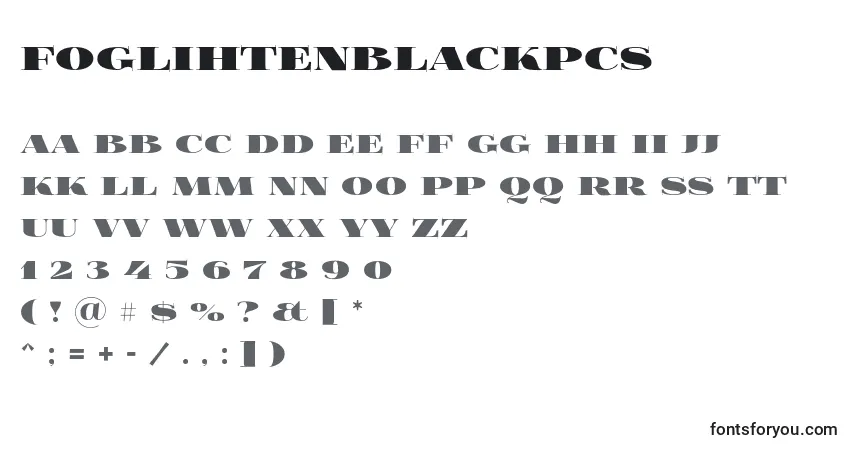 Czcionka Foglihtenblackpcs – alfabet, cyfry, specjalne znaki