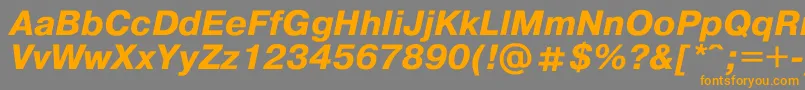 フォントPragmat0 – オレンジの文字は灰色の背景にあります。