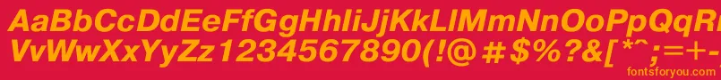 フォントPragmat0 – 赤い背景にオレンジの文字