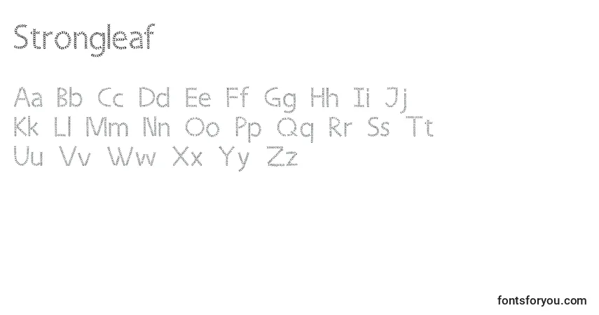Czcionka Strongleaf – alfabet, cyfry, specjalne znaki