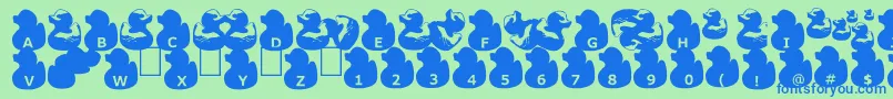 GugliDuckyRubber-Schriftart – Blaue Schriften auf grünem Hintergrund
