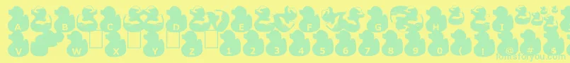 GugliDuckyRubber-Schriftart – Grüne Schriften auf gelbem Hintergrund