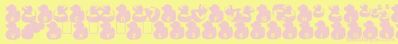 Fonte GugliDuckyRubber – fontes rosa em um fundo amarelo