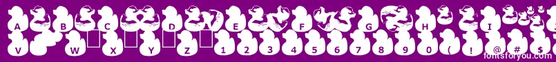 Fonte GugliDuckyRubber – fontes brancas em um fundo violeta