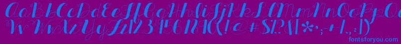 Kgallthingsnew-Schriftart – Blaue Schriften auf violettem Hintergrund