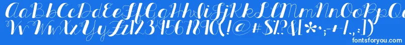 Kgallthingsnew-Schriftart – Weiße Schriften auf blauem Hintergrund