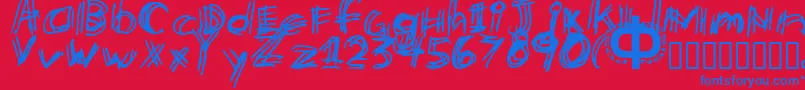 Etchy Font – Blue Fonts on Red Background