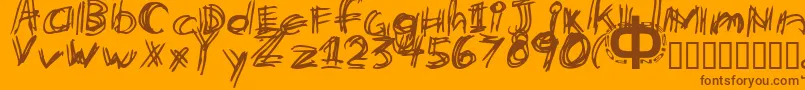 Etchy Font – Brown Fonts on Orange Background